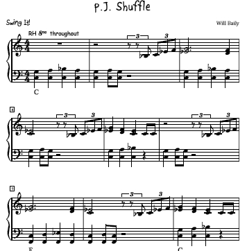 P.J. Shuffle Sheet Music and Sound Files for Piano Students